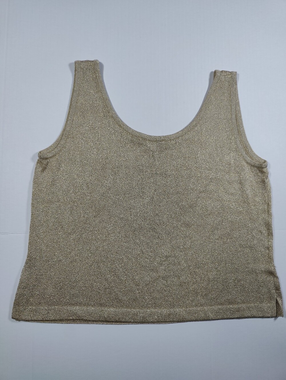 VTG St. John Gold Merallic Shimmering Santana Knit Tank Top Size L Made In USA - Picture 3 of 6